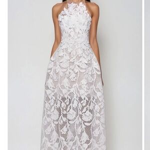 Innovare Denim Bodie Lace Floral Maxi Dress White NWT